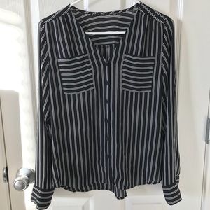 Striped button down long sleeve top